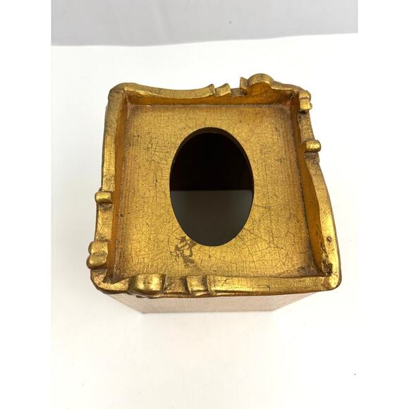 VTG Floral Golden Tissue Box Cover Home Decor Painted Croscill - Picture 12 of 13